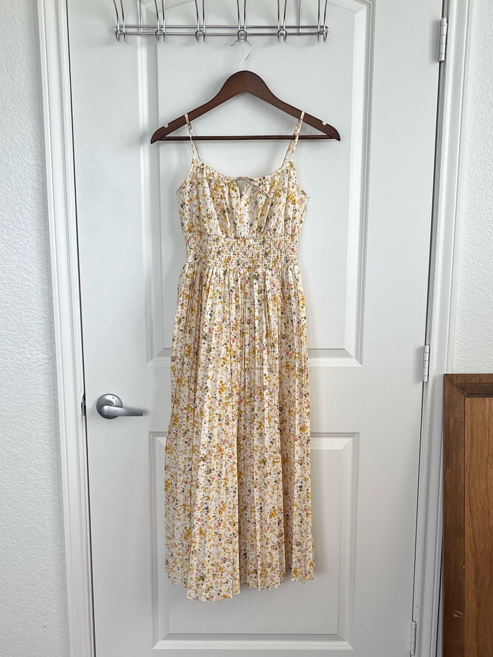 J. Crew, Floral, Smocked Waist, Spaghetti-Strap, Pleated Skirt, Midi Dress